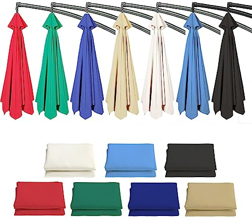2m/2.7m/3.0m Umbrella Replacement Canopy, 6 Ribs/8 Ribs Cantilever Parasol Replacement Canopy, Umbrella Fabric Replacement UV Sun Protection And Water Resistant(Canopy Only)(Color:Black,Size:300cm 6-R