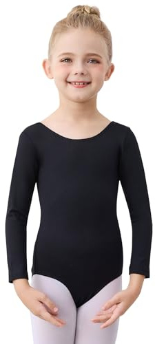 boruizhen Body Danza Classica Bambina Body Ginnastica Artistica Bambina Ragazze Ginnastica Leotards Balletto Costumi Manica lunghe per 10-12 Anni Nero