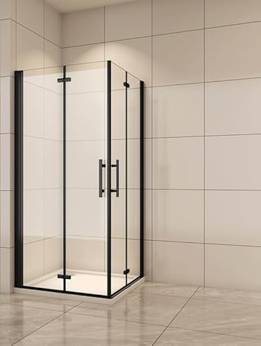 Aica Sanitär Eckeinstieg Duschkabine Dusche Duschwand Duschabtrennung Nano Glas Aufklappbar Falttüren (120x110cm)