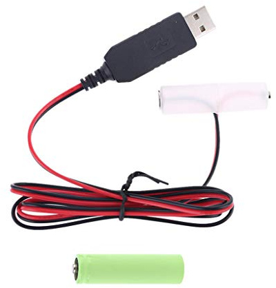 LR6 AA-Batterie-Eliminator, USB-Netzteilkabel, ersetzt 1-4 Stück, 1,5 V AA-Batterien, 100 cm… (2AA)