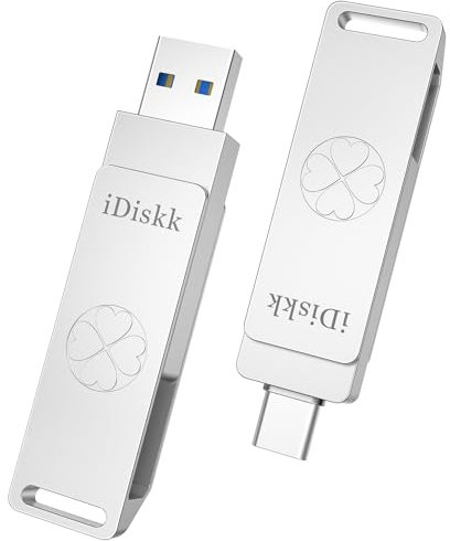 iDiskk - Unidad Flash de Estado sólido súper rápida de 1000 GB para iPhone 15/15 Plus/15 Pro/15 Pro MAX, iPad USB C, MacBook, portátiles, teléfonos Android y computadoras Windows, SSD hasta 500 MB/S