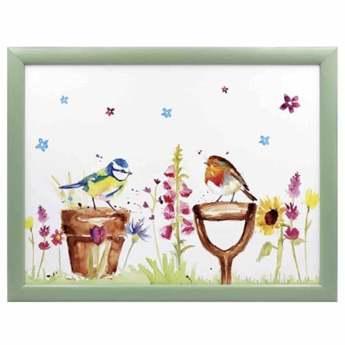 The Leonardo Collection Cushioned Laptray with Cushion Back - Garden Birds Statement Homeware Gift for Him/Her