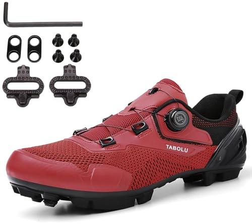 PENXZT Fahrradschuhe MTB Herren, Mountainbike-Schuhe Atmungsaktive Outdoor-Radschuhe kompatibel mit SPD 2 Schrauben mit Cleats