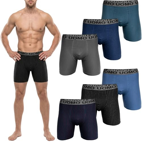 Pesail Herren Boxershorts, langes Bein, Baumwolle, 4er/8er Pack, Gr. M-6XL
