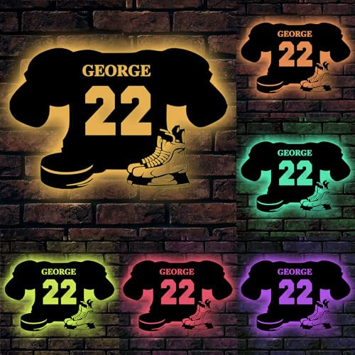 Jacklin F Personalisierte Eishockey-Trikot Neon-Schild, benutzerdefinierte Name Sport Metall Monogramm Zeichen mit LED-Licht, benutzerdefinierte Namen Neon-Schild, Metall Wanddekoration für Jungen