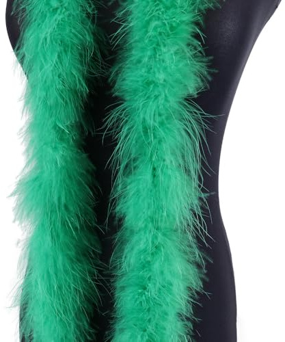 2m Federboa Truthahnfedern Boa,Flauschige Plüsch-Feder Boa Federstola Federschal Federgirlande für Weihnachtsbaum Hochzeit Basteln Burlesque Karneval Party 20er Jahre Kostüm Deko,ca. 15g Dunkelgrün