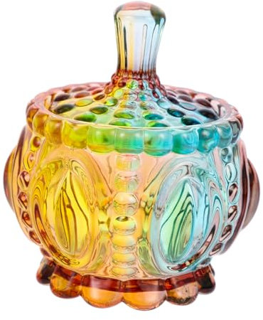 AOKWAWALIY Colourful Glass Jar, Decorative Candy Jar, Decorative Candy Bowl, Appetizer Bowl, Biscuit Jar, Made of Glass, Embossed Clear Glass, Apothecary Glass, Purple, Room Decor, Seal Storage