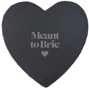 CGB Giftware | Heart Slate Cheeseboard - 'Meant to Brie' | Gift Boxed | Entertaining | Dinner Parties | Rustic Slate | GB08033