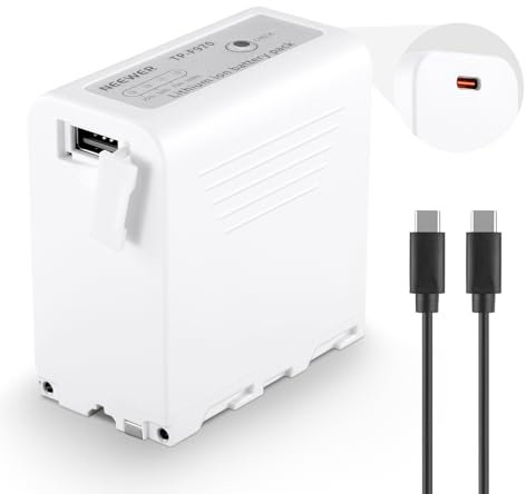 NEEWER 10500mAh NP-F970 Replacement Battery, 20W PD Fast Charge USB C Rechargeable Compatible with Sony NP-F550 F750 F950 F970 FX3 FX30 A7 Canon R5 Nikon Z8 Camera Camcorder Video Light Monitor, White