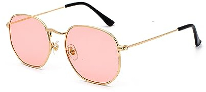 WDZAYXC Klassische polygonale geprägte Design Sonnenbrille mit Metallrahmen für Herren und Damen, UV-Schutz