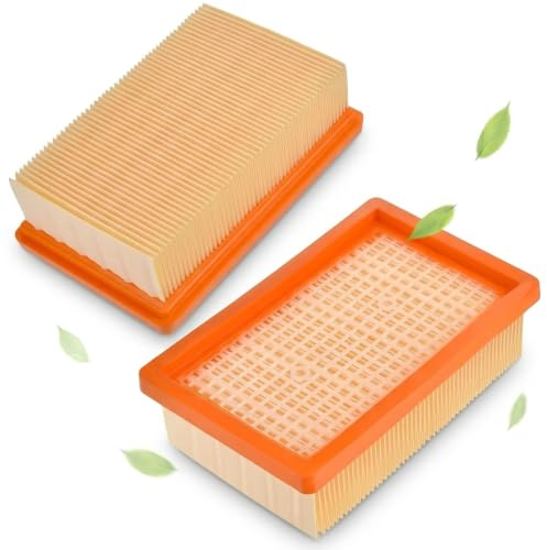 VZU 2 Pack Flat Pleated Filter Replacement for Karcher WD4 WD5 WD6 MV4 MV5 | Premium flat pleated replacement filter, wet & dry vacuum cleaner accessory, for Karcher models, for home workshop use
