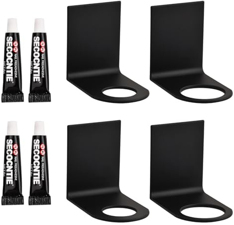 4 Pezzi Porta Dispenser Sapone da Parete, Acciaio Inossidabile Supporto per Bottiglia a Parete, Nero Portabottiglie per Dispenser Sapone Doccia per Cucina, Bagno