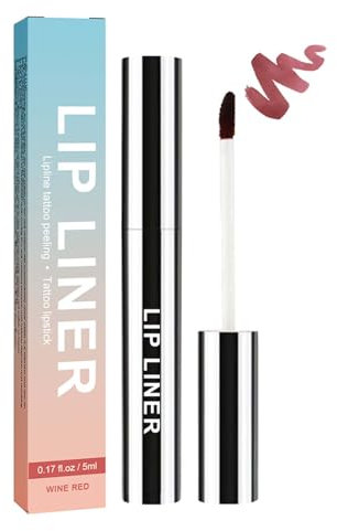 Peel Off Lipliner Stain - Burgunderrot Lip Stain Peel Off Matte - Abziehbarer Lippenfleck Langanhaltende - Lip Liner Tattoo Highly Pigmented - Lip Tint Lipgloss Wasserfest & für Frauen Pralle Lippen