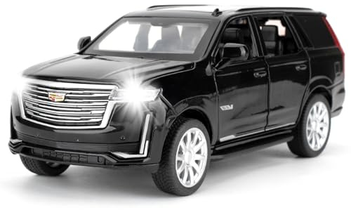 LOVEPOSELY 1:32 Scale Car Model Compatible for Collectible Escalade SUV Diecast Toy Vehicle, Zinc Alloy Pull Back Toy Car with Sound and Light for Adult Boys Girls 3 4 5 6 7 8 (Black)