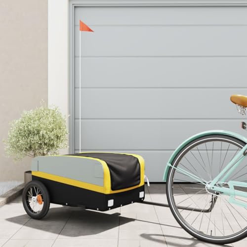 Somanki Lastenanhänger für Fahrrad Schwarz und Gelb 30 kg Eisen, Fahrradanhänger, Lastenanhänger Fahrrad, Anhänger Fahrrad, Lastenanhänger Für Transport - 94036