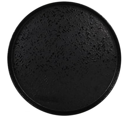 Assiettes de 12 pièces Plates NORTIS, Plat de présentation pour viande, entrées et desserts en porcelaine noir - diamètre 25 x hauteur 1,5 cm