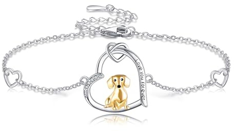 DAYLINLOVE tax armband 925 sterlingsilver/roséguldpläterad/guldpläterade tax hund armband hjärta djur smycken gåvor för kvinnor tax älskare, Große, Sterlingsilver, Ingen ädelsten