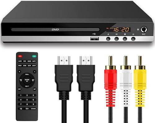 Lettore DVD per TV, Lettori per TV 1080P HD con Connettività HDMI RCA e AV, Region Free Connessione, supporto ingresso scheda USB, Dolby Digital