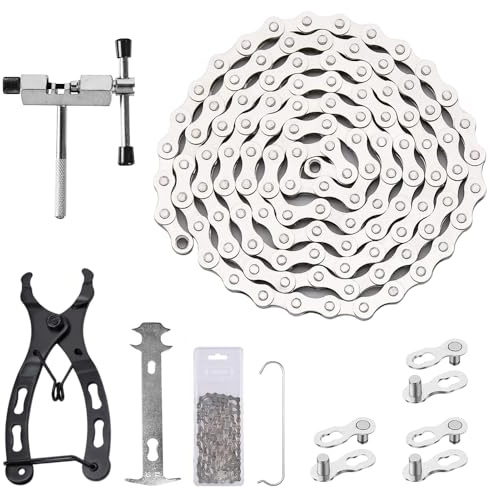 XPJBKC Bike Chain, 6/7/8 Speed Bicycle Chain, Bike Mechanic Repair Kit with Link Plier, Cutter and Inspection Gauge, Multifunctional Bike Tool Set for Road and Mountain Bike