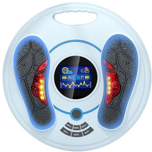 Fußmassagegerät, EMS Fußmassagegerät für Schmerzlinderung und Durchblutung mit TENS, Fußstimulator mit 25 Modi 99 Intensitäten, Plantar Fasciitis Relief, wiederaufladbar, Fernbedienung