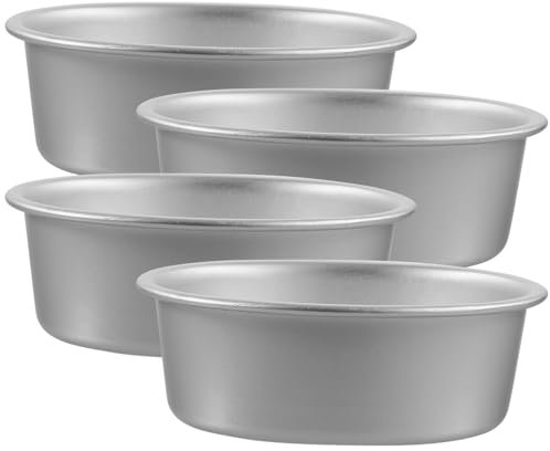KICHOUSE 4pezzi Teglie Ovali Per Torte in Lega Di Alluminio Antiaderente Stampi Da Forno Sicuri e Facili Da Sformare Per Dolci Wedding Cake