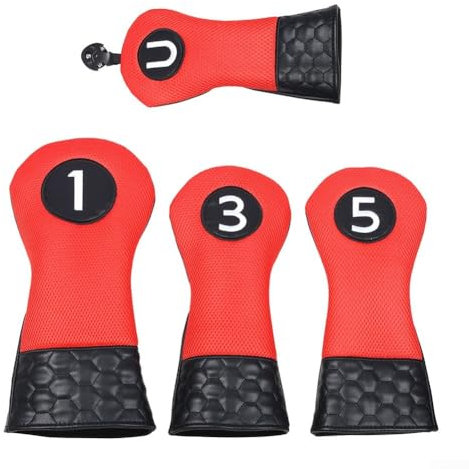 4-teiliges Set von Schutzhüllen für Golfschläger, unverzichtbares leichtes Zubehör für Herren, hergestellt aus Mesh und PU (rot)
