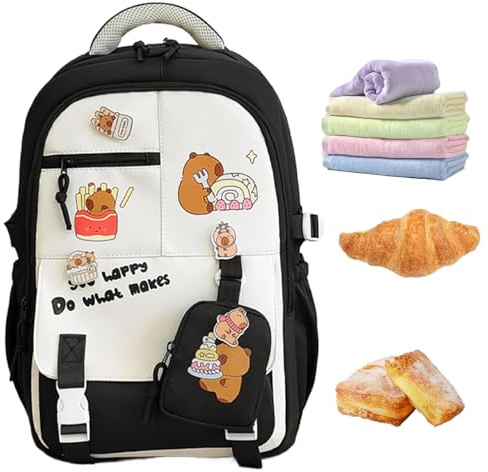 Générique Zaino Cartoon Capybara | Zaino da Viaggio Design Bambino per Ragazze - Borsa Leggera Forniture scolastiche per Outlet Viaggi Escursioni, Nero , Se référer au descriptif,