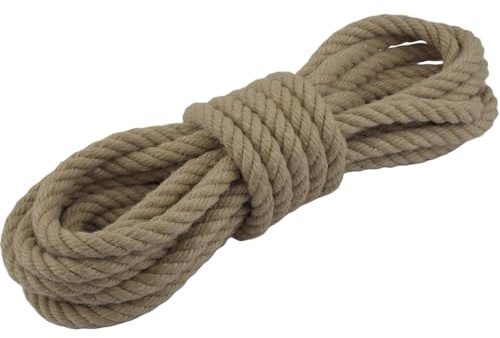Corde de chanvre synthétique 16 mm, 10 à 100 m, en Spleitex, corde torsadée en 3 brins, résistante aux intempéries et aux UV, aspect naturel, fabriquée en Allemagne (30 m)