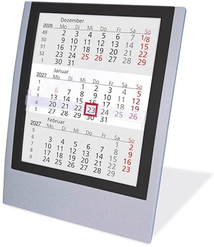 Tischkalender Einsteckkalender 2027/2028 grau/schwarz Monatskalender 3 Monate Kalender Kalendarium Stehkalender Aufstellkalender