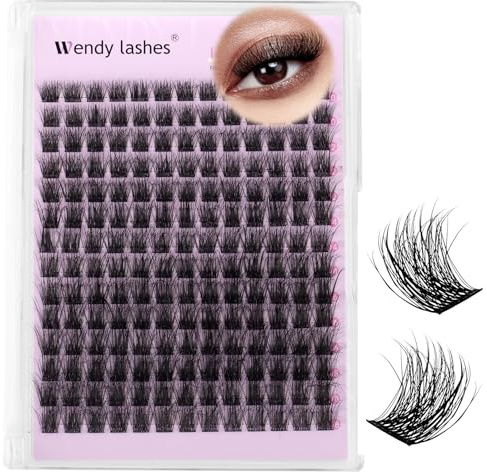 WENDY LASHES Cils Individuels 3D Wispy Faux Cils Individuel Naturels FD18 | Réutilisables Cluster Lashes Extensions Cils DIY à La Maison 10-18mm