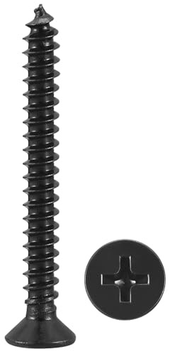 METALLIXITY 100Pcs M3x25mm Countersunk Phillips Wood Screws Carbon Steel | Coarse Thread Drive Flat Head Phillips Wood Screws for Furniture Installation Repair,Black