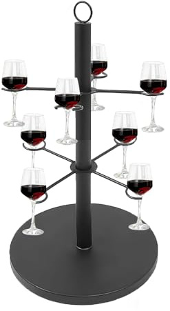2‑Tier Cocktail Tree Stand, 8‑Hole Wine Glass Flight Display Holder | Stylish drink display stand for cocktails & martinis. Ideal for bridal showers, mimosa bars, parties and tasting events.