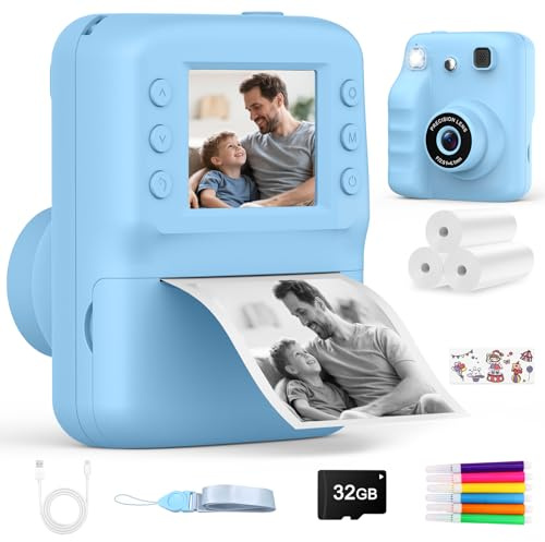 Yidoroye Kids Instant Print Camera, Toys for 3-10 Year Old Boys Girls Gifts 2.4'' HD 1080P Video & 32GB SD Printing Camera for Kids Gifts for 3 4 5 6 7 8 9 Year Old Boys Girls Birthday Presents Xmas