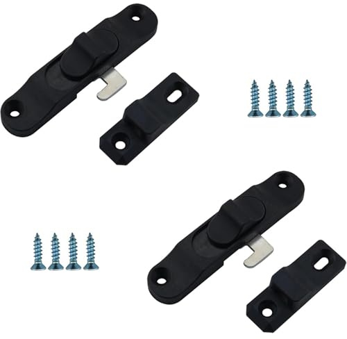 Sliding Door Lock Security Latch Hook Aluminum Window Screen Lock Set Black PP Material With Screws For Window Frames Home Improvement Hardware