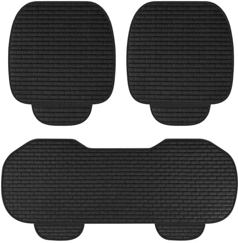 Zimoer 3 Stück Auto Sitzauflagen, Weich und Atmungsaktiv Auto Sitzkissen, Anti Rutsch Car Sitzauflage Sitzkissen, Autositzkissen Set für Vorder- und Rückbedeckungen, Universal für Car (Schwarz)