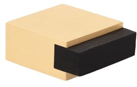 EVI Herrajes | Butée de porte au sol - Design carré | 25x14 mm | Laiton mat - Caoutchouc noir | Fixation adhésive | I-197/14