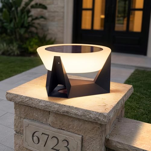 MVBT Solar Post Lights Outdoor Waterproof, 15 Solar Column Lights Outdoor Large, Dusk to Dawn Modern Pillar Light, Luxury Pool Column Lamp, LED Patio Lanterns for Driveway Entrance Pillars Gate Posts