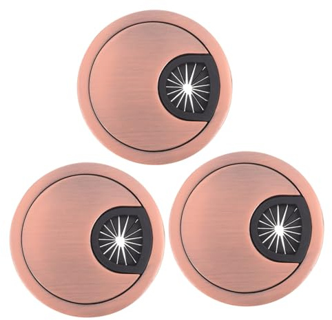 BIUDECO 3pcs Round Desk Grommet Cable Hole Covers Zinc Alloy Desktop Wire Hole Inserts for Office Computer Cord Management Cable Organizer with Large Capacity and Easy Installation