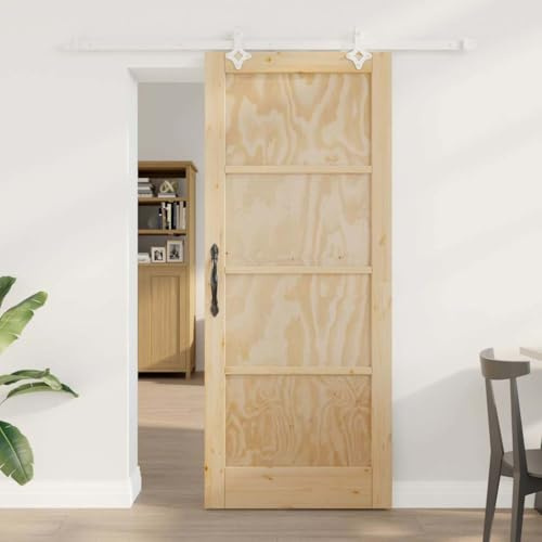 Falttüre Innentüren für Hause,Schiebetür Weiß 83 x 202 cm Massives Kiefernholz und Stahl,Eingangstür für Wohnzimmer,Küche,Restaurants