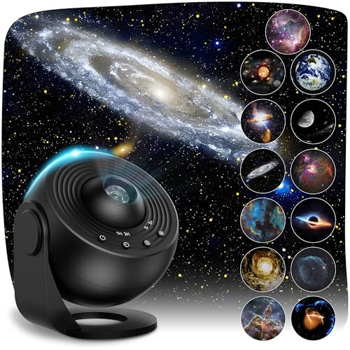 Lysumurl Galaxy Projector with 13 Film Discs, Planetarium Star Projector Light, 360° Rotating Starry Sky Nebula Lamp, Celestial Night Light for Adults & Kids Bedroom Décor, Black