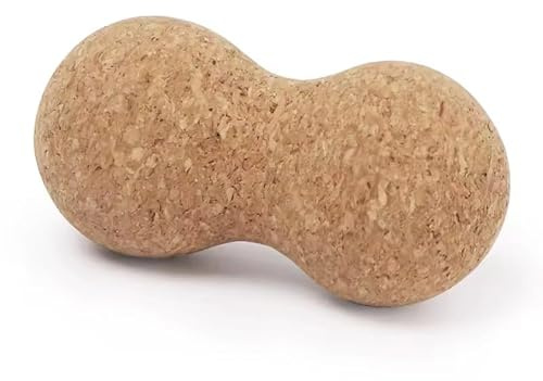 Sports-Hero Faszienball aus Kork, Massageball Peanut Form, 6 cm Durchmesser, 12 cm Länge, Natürlicher Massagekork Ball für Rücken, Nacken und Beine, Braun