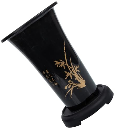 Artibetter Maceta Grande para Orquídeas de PP con Platillo Antigoteo Maceta Transpirable Negra con Estampado Dorado Diámetro 207 MM Altura 292 MM Adecuado para Decoración Interior y
