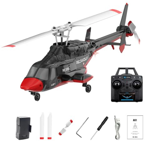 Stylomira A61 Little Air-Wolf Ferngesteuerter Hubschrauber im Maßstab 1:52 für Erwachsene, 2,4 GHz 4-Kanal-Einrotor-RC-Hubschrauber mit EIN-Tasten-Start/Landung – RTF