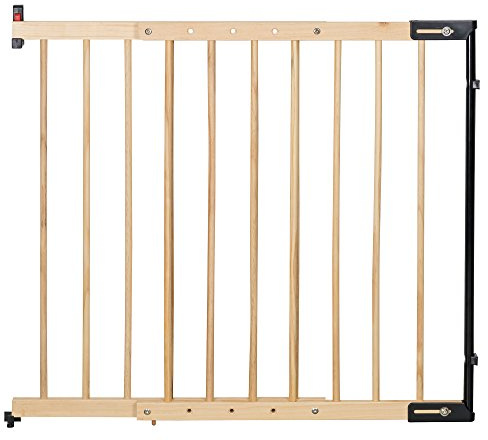 Clamaro KidsGuard V2 Holz Treppenschutzgitter verstellbar von 75,5 cm - 117 cm, universal Treppengitter aus Massivholz zur Wandmontage, inkl. Wand Montagematerial und Montageanleitung