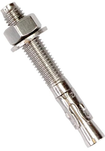 PRIOstahl® Perno de anclaje de acero inoxidable V2A, tornillo de anclaje para cargas pesadas (M12 x 125 mm, 10 unidades)