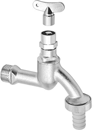 VARIOSAN 14405 - Valvola di scarico con chiave a bussola, 1/2, cromata, opaca, con raccordo per tubo flessibile
