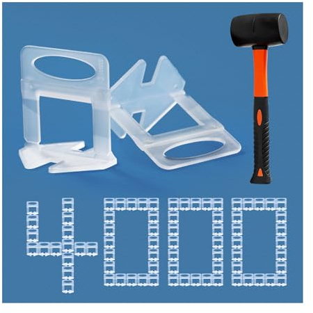 Fliesen-Nivelliersystem, 0,3 cm Abstandshalter, Fliesen-Nivellierer, Clips, DIY-Fliesen-Nivellierer, Abstandshalter für professionelle Keramikfliesen- und Steininstallation (4000, 1/8 Zoll)