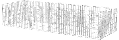 prissent Gabione für den Außenbereich aus Stahl, 270 x 90 x 50 cm, robuster Blumenkasten mit erhöhtem Bett für den Garten, Metall, Gitter-Zaun, Trennwand für Blumenbett, Pflanzen, Dekoration für die