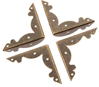Angoli decorativi for scatole in bronzo antico, angoli for tavoli for mobili, protezioni angolari decorative for metallo, protezioni for bordi, 8 pezzi in bronzo con piedini in legno, protezioni for a