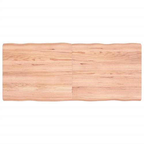 BaraSh Tischplatte 140x60x(2-6) cm Massivholz Behandelt Baumkante Schreibtischplatte geeignet für höhenverstellbare Schreibtische, Esstisch